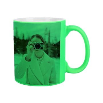 Personalized Green Fluorescent Mug With Pictures, Design, Texts, etc.