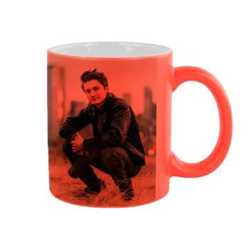 Personalized Tangerine Fluorescent Mug With Pictures, Design, Texts, etc.
