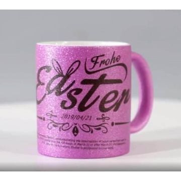 11 unssia Purple Glitter -muki kahvalla omalla kuvalla