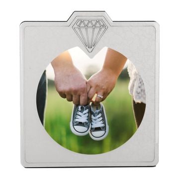 Personalisierter rautenförmiger Fotoständer aus Holz mit Foto und Design selbst gestalten