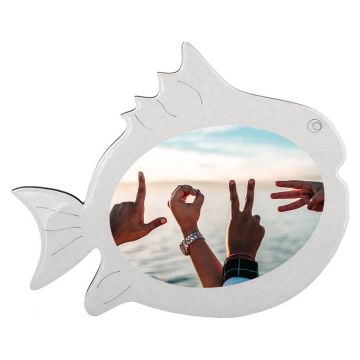 Personalisierte Fotodisplays aus Holz in Fischform mit Foto und Design selber online machen