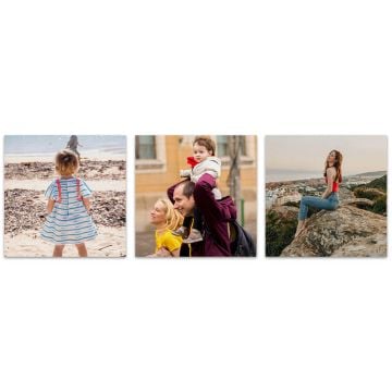 Tela decorativa da parete quadrata 3 pezzi 60 x 60 cm (23,6" x 23,6") personalizzata con foto e lettere