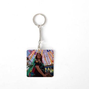 Accesorio de llave de foto cuadrada personalizado con foto y letra