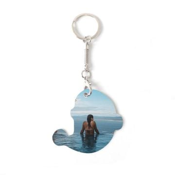 Llavero Charm en forma de pez personalizado con foto y letra