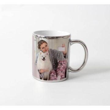 Taza de café de plata de 11 onzas con foto personalizada