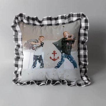 50 x 50 cm (19,7 "x 19,7") Cojín clásico a cuadros funda de almohada cuadrada personalizada con foto y letra