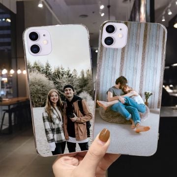 Funda para teléfono con patrón de concha con purpurina para iPhone 11 con foto personalizada