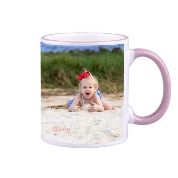 Taza de Café Mango Rosa 12 Oz personalizada con foto y letra