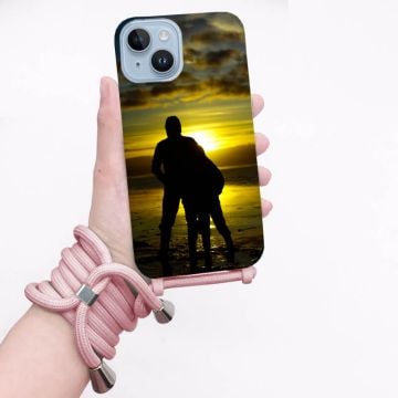 Siliconen telefoonhoesje voor iPhone 14 met nekkoord ontwerpen en maken met eigen foto