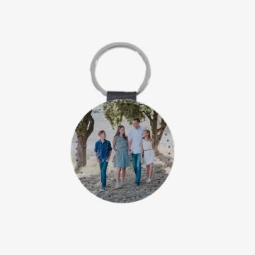 Dije de llavero de cuero con purpurina redonda con foto personalizado