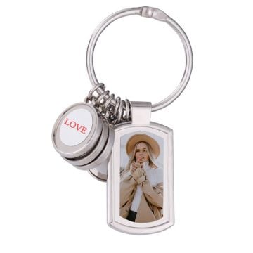 Porte-clés avec étiquettes rondes personnalisées avec photo et texte
