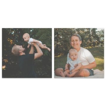 2 pezzi 50 x 50 cm (19,7 "x 19,7") Quadro su tela per decorazioni da parete personalizzate con foto e lettere