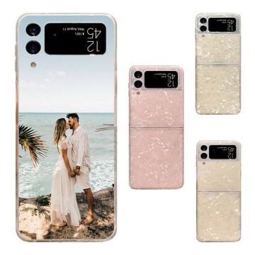 gepersonaliseerd Samsung Galaxy Z Flip3 5G Glitter Shell-patroon telefoonhoesje maken met eigen foto