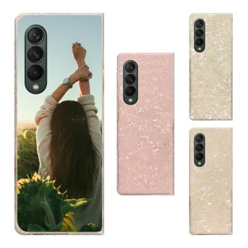 Personalized Samsung Galaxy Z Fold4 Glitter Shell Pattern Phone Case With Pictures, Name, Design, etc.