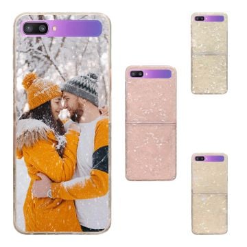Samsung Galaxy Z Flip Handyhülle mit glitzerndem Muschelmuster mit eigenem Foto selbst online gestalten