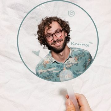 Personalisierter blinkender runder Handfächer mit Foto und Design selbst gestalten