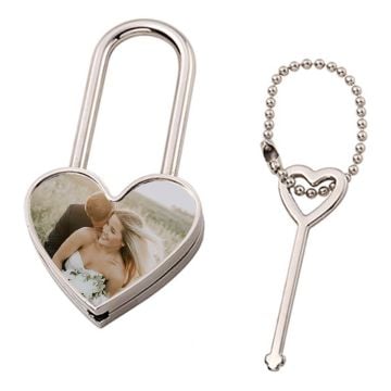 Candado Love Lock Heart con llave personalizado con foto y letra