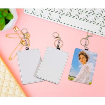 Tarjetero de piel con llavero personalizado con foto y letra