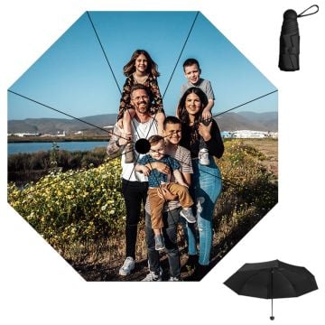 Mini paraguas plegable de viaje para sol y lluvia personalizado con foto y letra