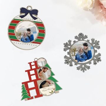 Regalos de Adviento personalizados - Adorno colgante de aleación navideña con foto personalizado