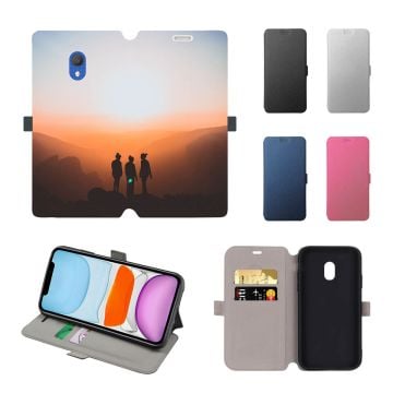 حسب الطلب Alcatel 1c (2019) جراب هاتف بمحفظة من الجلد مع صورك ونصوصك وتصميمك وما إلى ذلك.