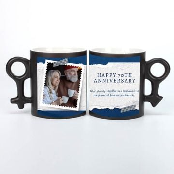 Personalisierte Geschenke zum Jahrestag - 11 Unzen schwarze Kaffeetassen mit Paar-Symbol mit eigenem Foto selbst online gestalten