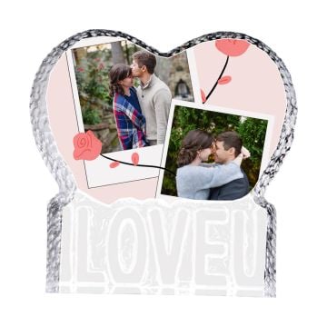 Regali di anniversario personalizzati - Ornamento di cristallo inciso con foto 3D personalizzata con foto