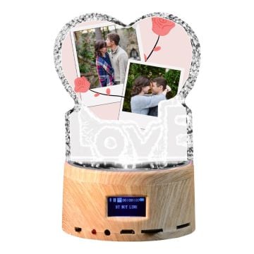 Regali di anniversario personalizzati - Carillon Bluetooth in cristallo personalizzato con foto e lettere