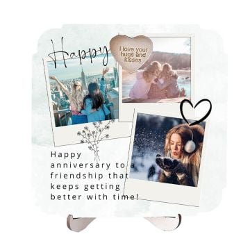 Regali di anniversario personalizzati - Ornamento inciso in legno con messaggio rotante personalizzato con foto
