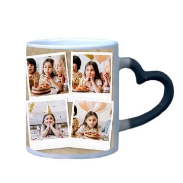 Personalisierte Geburtstagsgeschenke - Matte Black Magic Mug 12 Oz Herzgriff mit eigenem Foto selbst online gestalten