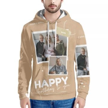 Regalos de cumpleaños personalizados - Sudadera con capucha para hombre con foto personalizada