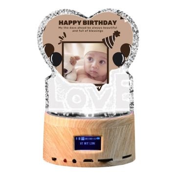 Regalos de cumpleaños personalizados - Caja de música Bluetooth de cristal personalizada con foto y letra