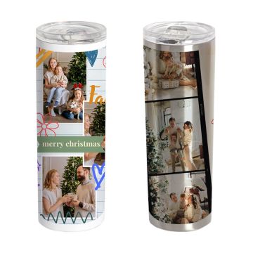 Regalos de Navidad personalizados - Vaso con pajita de acero inoxidable de 20 OZ con foto personalizada