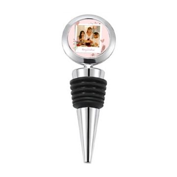 Regalos de Navidad personalizados - Tapón redondo para botella de vino personalizado con foto y letra