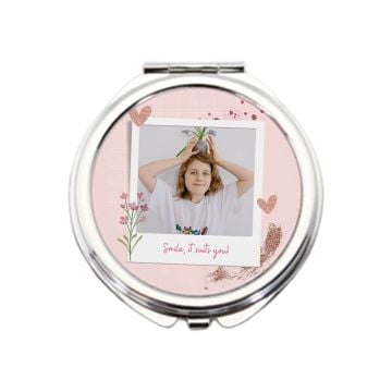 Regalos de confirmación personalizados - Mini espejo de maquillaje redondo personalizado con foto y letra