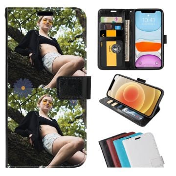 حسب الطلب SONY Xperia 5 IV جراب هاتف بمحفظة من الجلد مع صورك ونصوصك وتصميمك وما إلى ذلك.