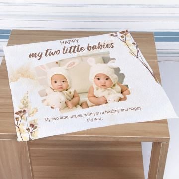 Regalos personalizados para bebés - Toalla cuadrada de 35 x 35 cm (13,8" x 13,8") con foto personalizada