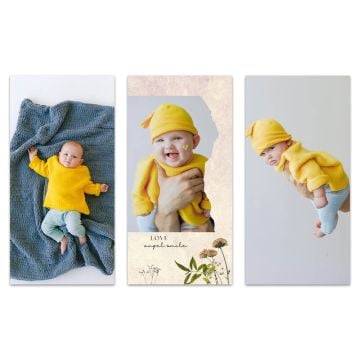 Regalos personalizados para bebés - 3 piezas de lienzo de 20 x 40 cm (7,9" x 15,7") para pared, personalizado con foto y letra