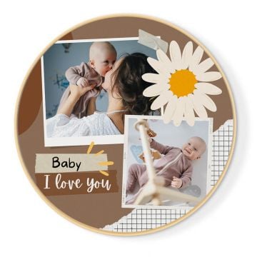 Regalos personalizados para bebés - Obra de arte de pared de lienzo de forma redonda de 70 cm (27,6 ") de diámetro con foto personalizada