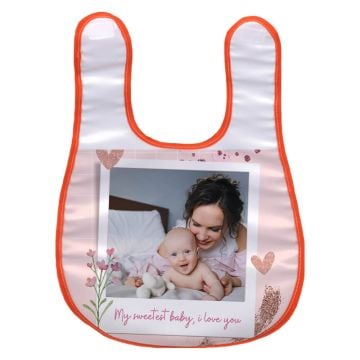 Regalos personalizados para bebés - Babero unisex para bebé de poliéster personalizado con foto y letra