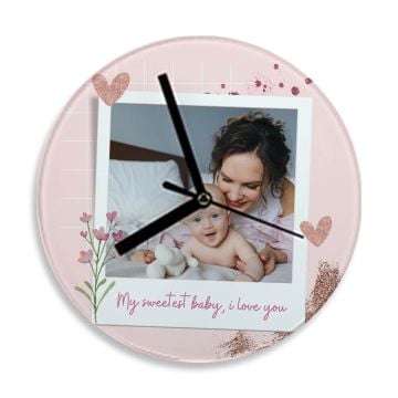 Regalos personalizados para bebés - Reloj redondo con exhibición de fotos, personalizado con foto y letra