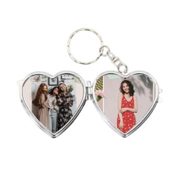 Regali personalizzati per la fidanzata - Specchio pieghevole a doppia faccia a forma di cuore personalizzato con foto e lettere