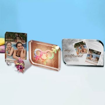 Regalos personalizados para novia - Cristal fotográfico grabado personalizado con foto y letra