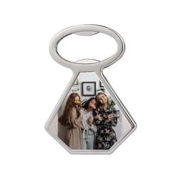 Cadeau personnalisé pour sa copine - Ouvre-bouteille en forme de diamant avec aimant personnalisé avec photo et texte
