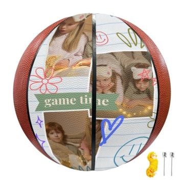 Regalos personalizados para hermanos - Baloncesto medio estampado con foto personalizada