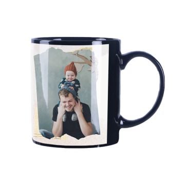 Regalos personalizados para papá - Taza de café negra de 11 oz con asa en forma de C con foto personalizada