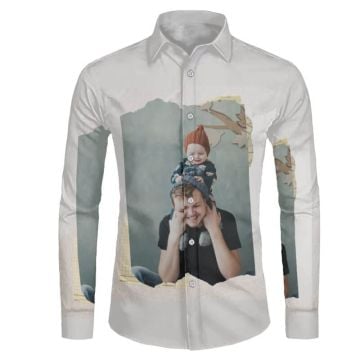Personalized Gifts for Dad / Father - Custom Men's Long-sleeved Shirts with your photos, texts, design, etc.