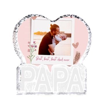 Personalized Gifts for Dad / Father - Customized 3D Photo Engraved Crystal Ornament With Photos, Design, Texts, etc.