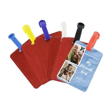 Personalized Gifts for Dad / Father - Personalized Faux Leather Red Luggage Tag With Photos, Design, Texts, etc.