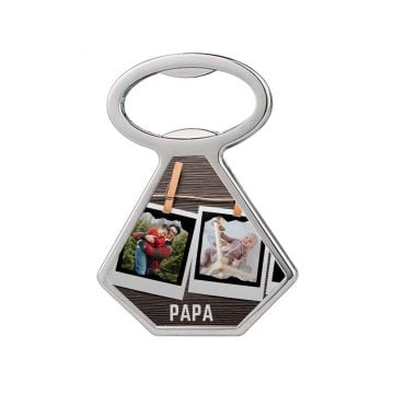 Personalisierte Geschenke für Papa / Vater - Rautenförmiger Flaschenöffner mit Magnet mit eigenem Foto selbst online gestalten